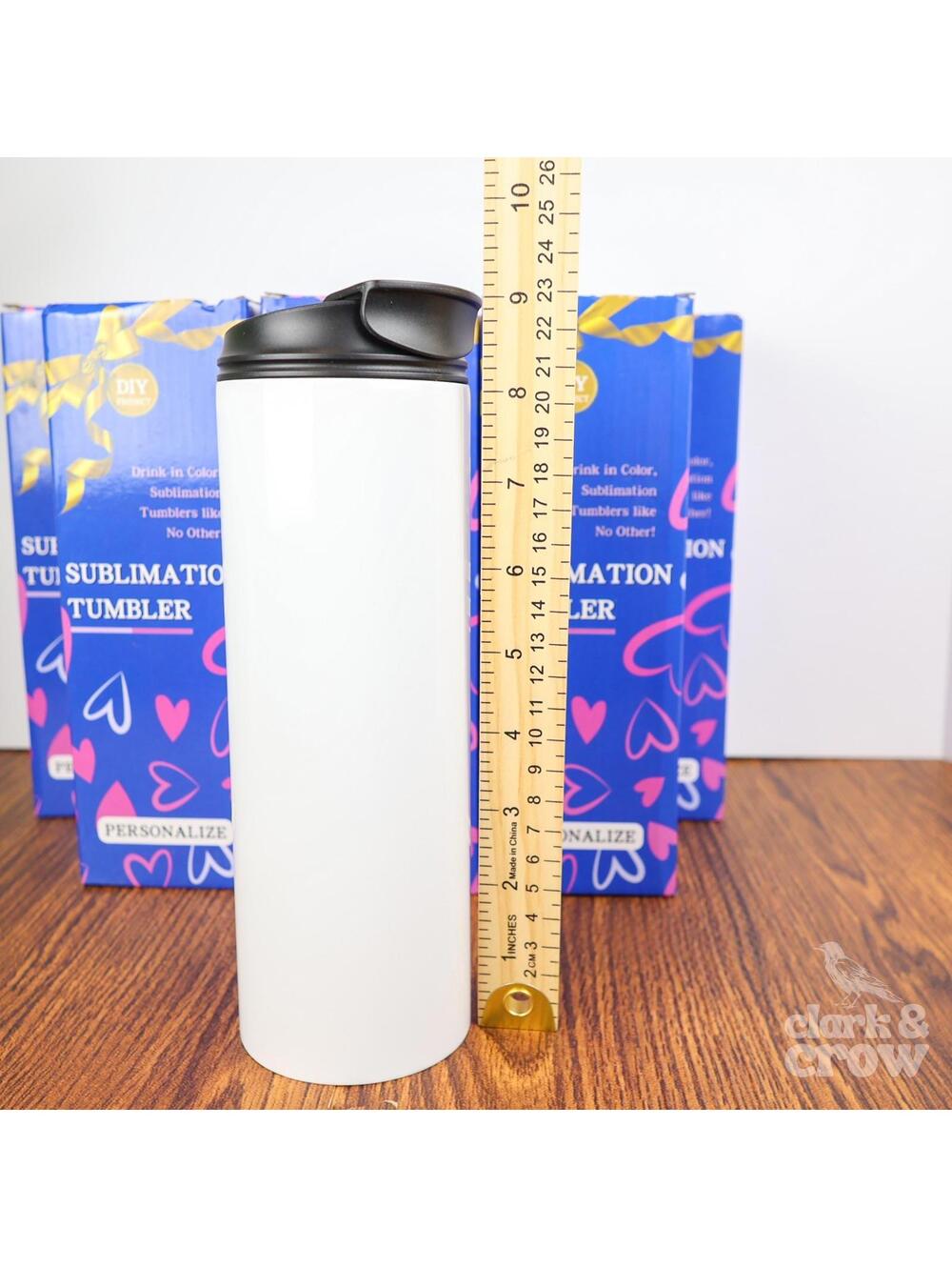 20oz Sublimation Tumbler Bundle of 8 Skinny Straight w/ Flip Straw + Sip Lid - Picture 5 of 6